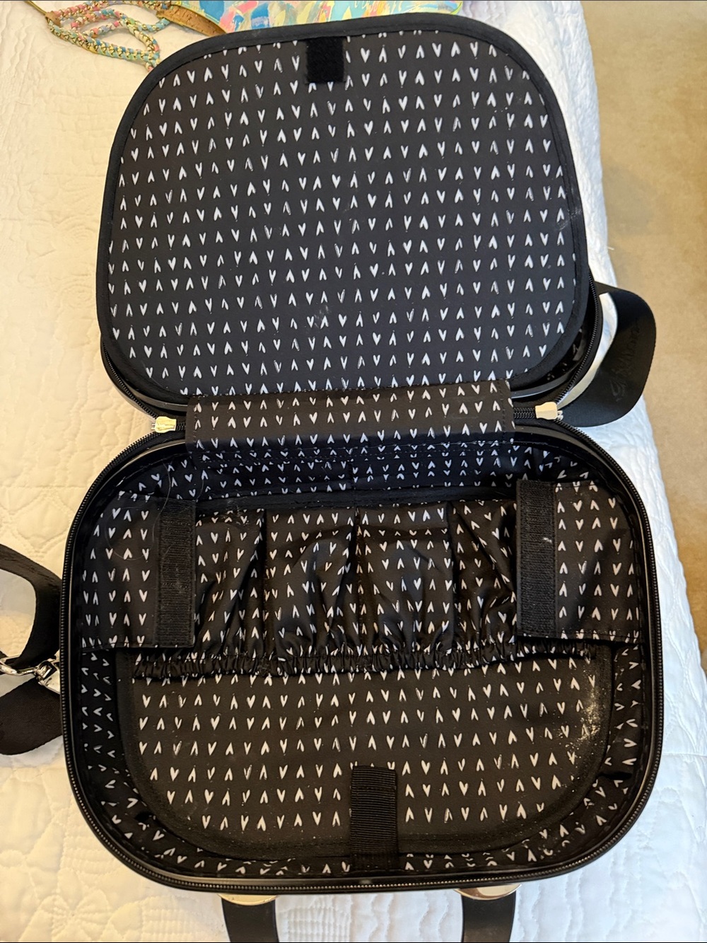 Brighton Mini Illustrated Dome Satchel in White Multi with Black Handle - Picture 8 of 11